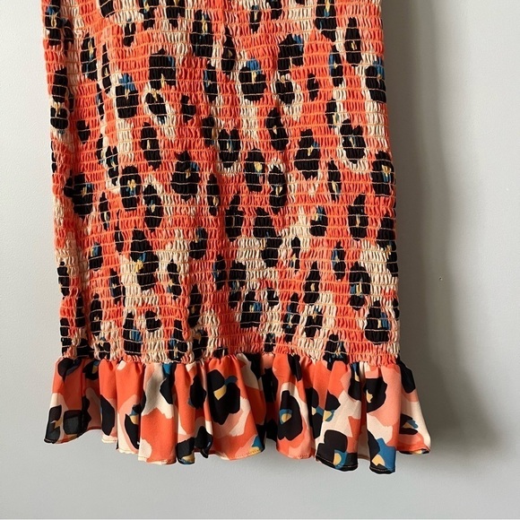 Waverly Grey Liberant Sally Leopard Print Smocked Ruffle Hem Mini Dress Size M - Picture 8 of 16